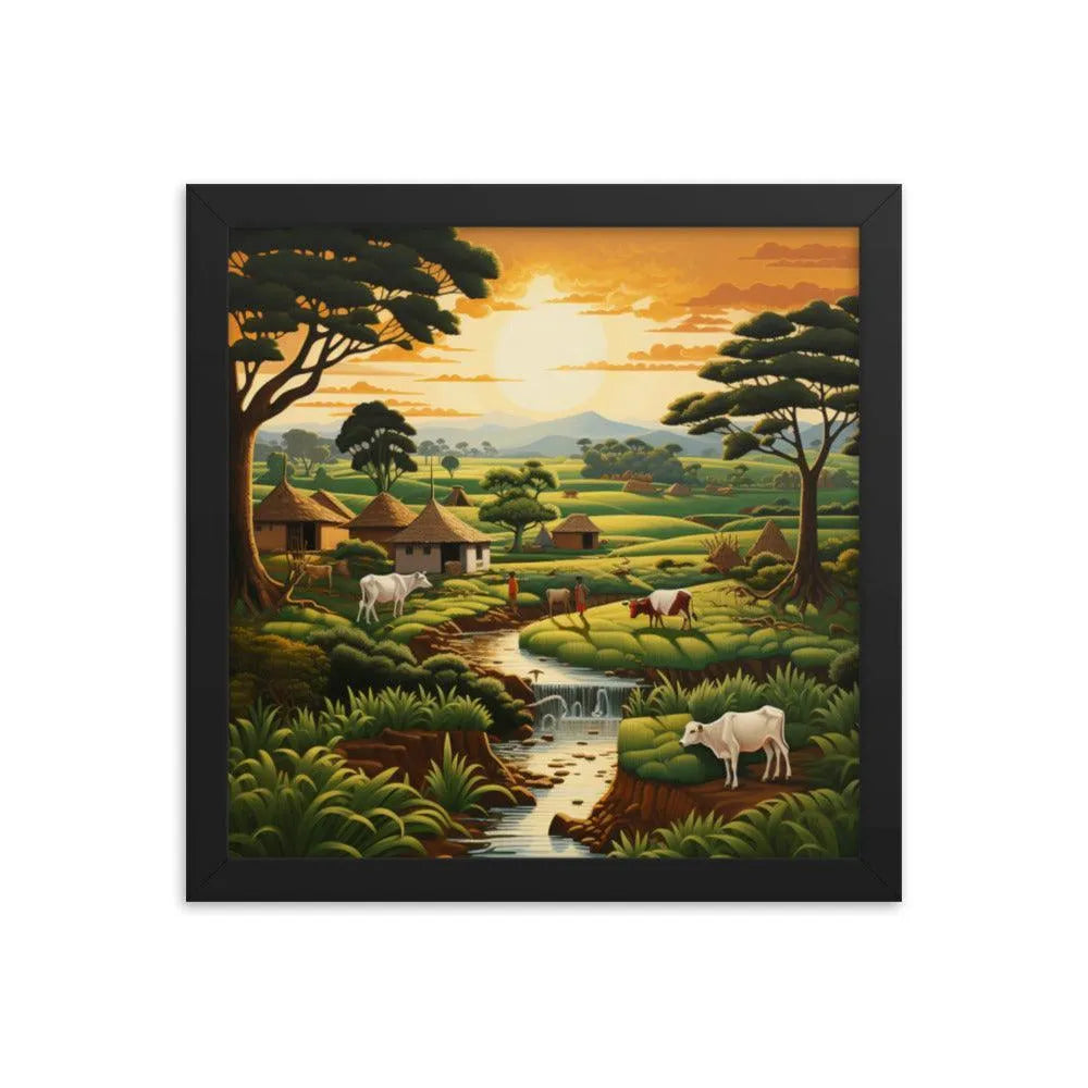 Indian Farm Painting Framed Poster - Oh Posters