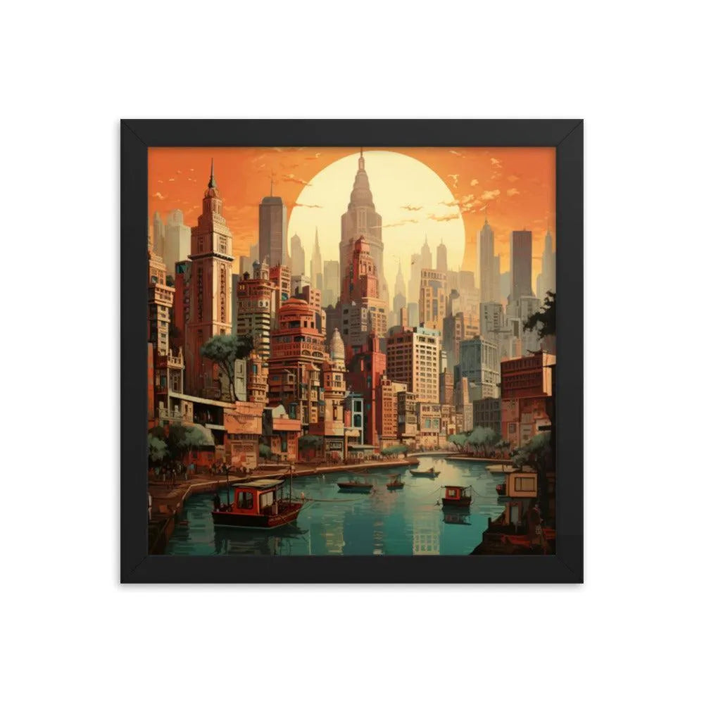 Indian Skyscraper City Painting Framed Poster - Oh Posters