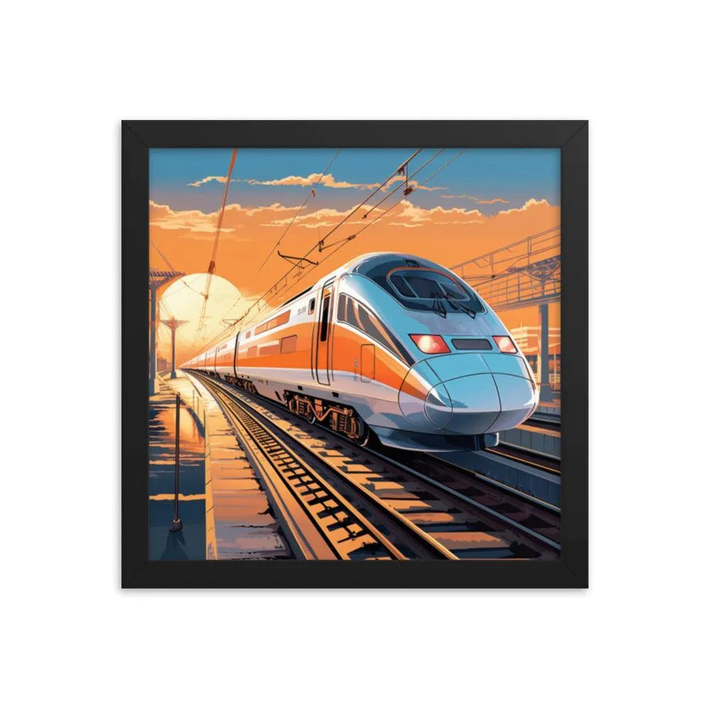 Futuristic Bullet Train in India Painting Framed Poster - Oh Posters