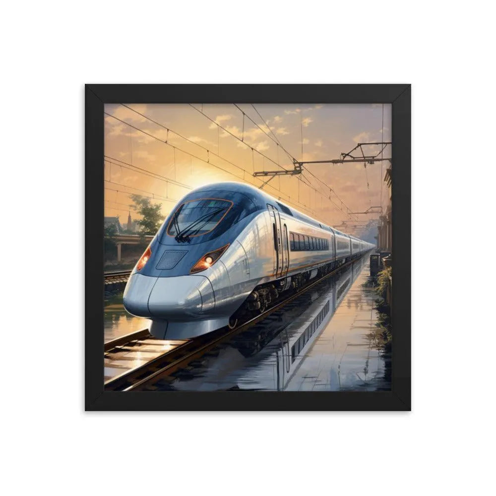 Futuristic Bullet Train in India Painting Framed Poster - Oh Posters