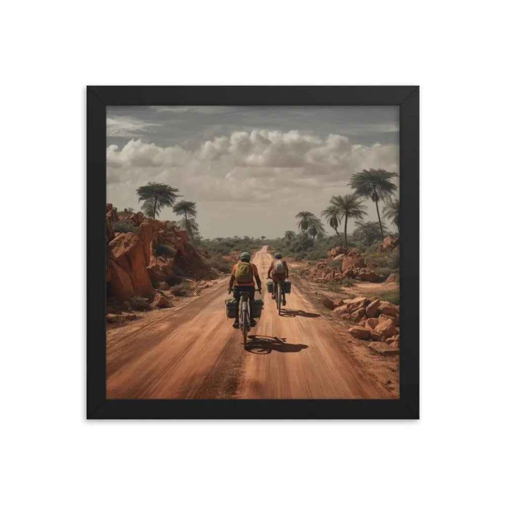 Riding Bicycle on Indian Road Painting Framed Poster - Oh Posters