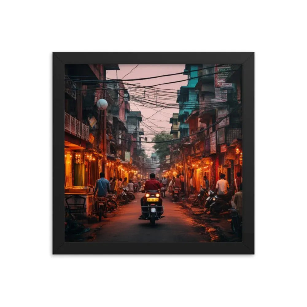 Indian Street Dusk Framed Poster - Oh Posters