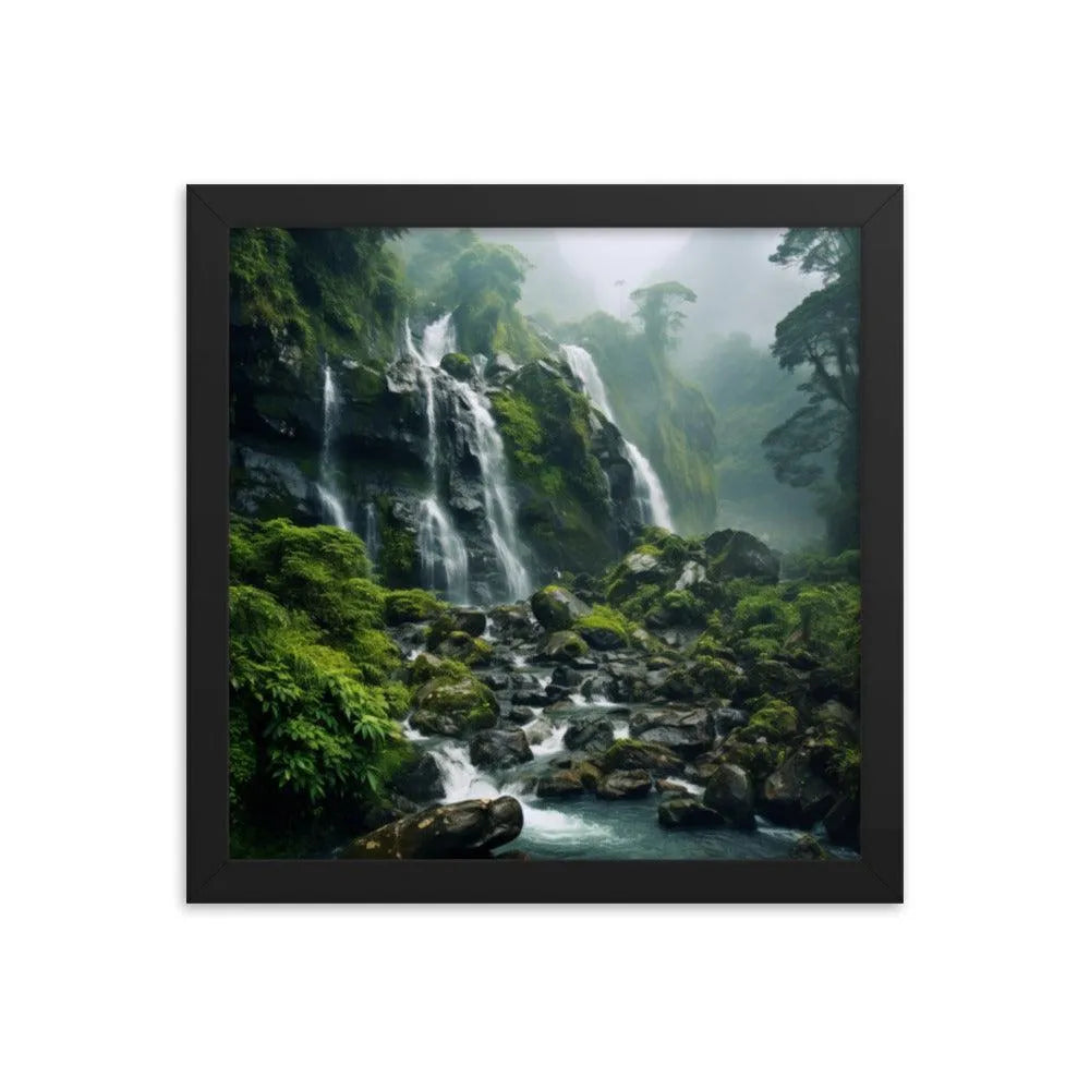 India Waterfall Forest Natural Framed Poster - Oh Posters