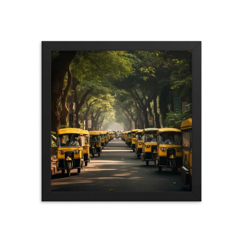 Indian Road with TukTuk Rickshaws Framed Poster - Oh Posters