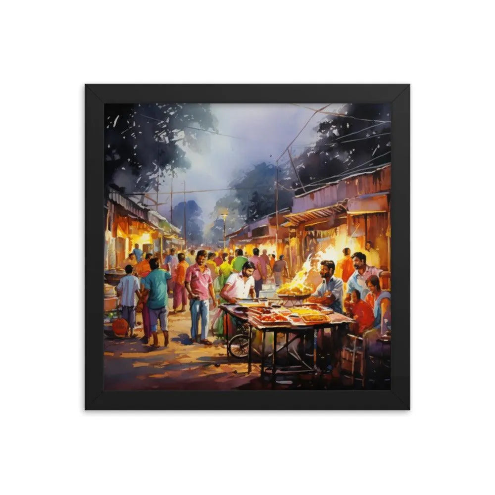 Indian Street Food Street Stalls Painting Framed Poster - Oh Posters