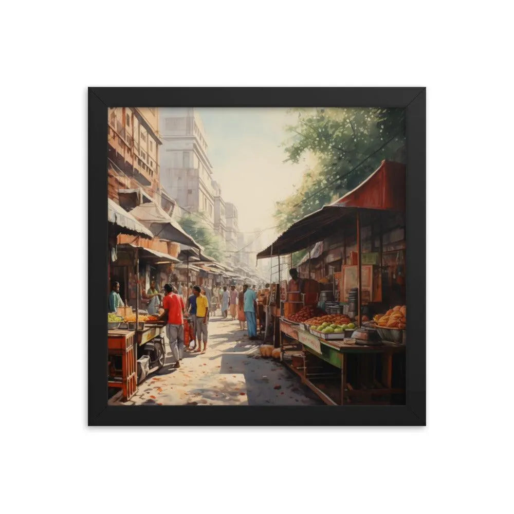 Indian Street Food Street Stalls Painting Framed Poster - Oh Posters