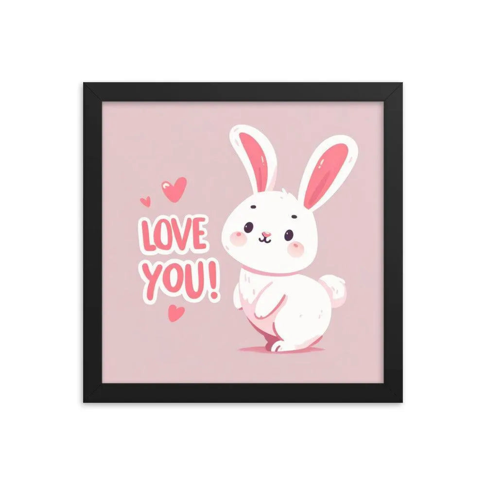 Bunny Rabbit Saying 'Love You' Framed Poster - Oh Posters