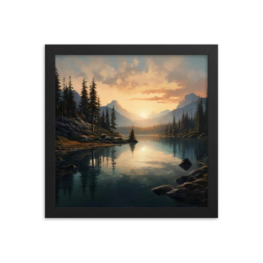 Lake Mountain Sunrise Nature Framed Poster - Oh Posters