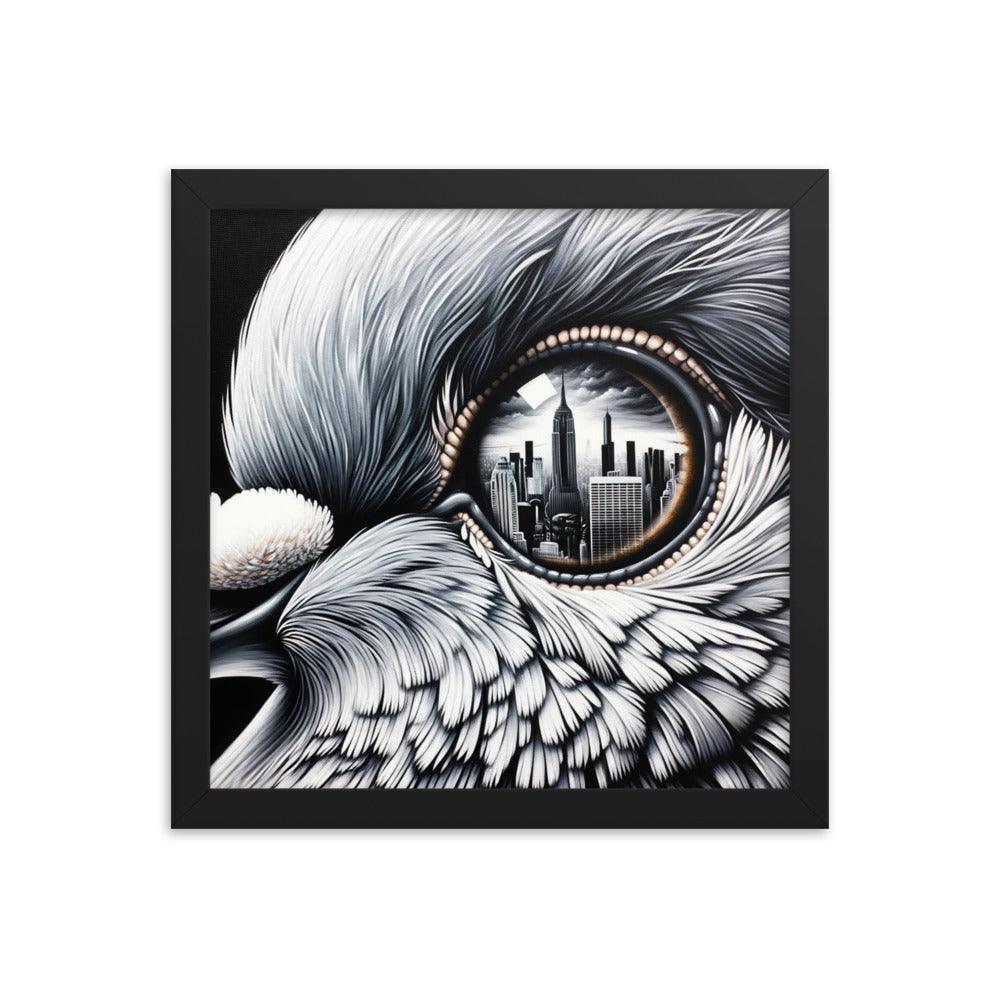 Pigeon Eye City Reflection Surreal Art Framed Poster - Oh Posters