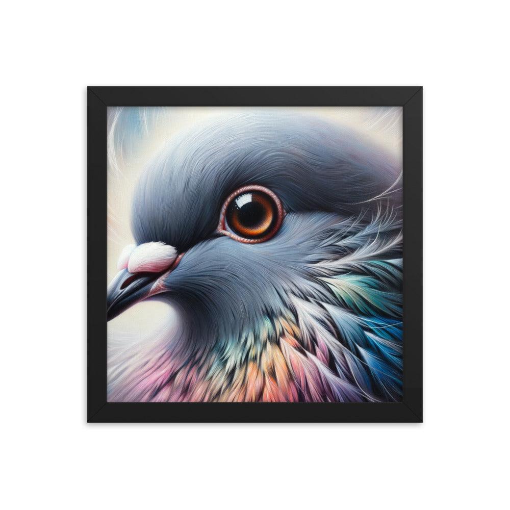 Colorful Pigeon Close-Up Portrait Framed Poster - Oh Posters