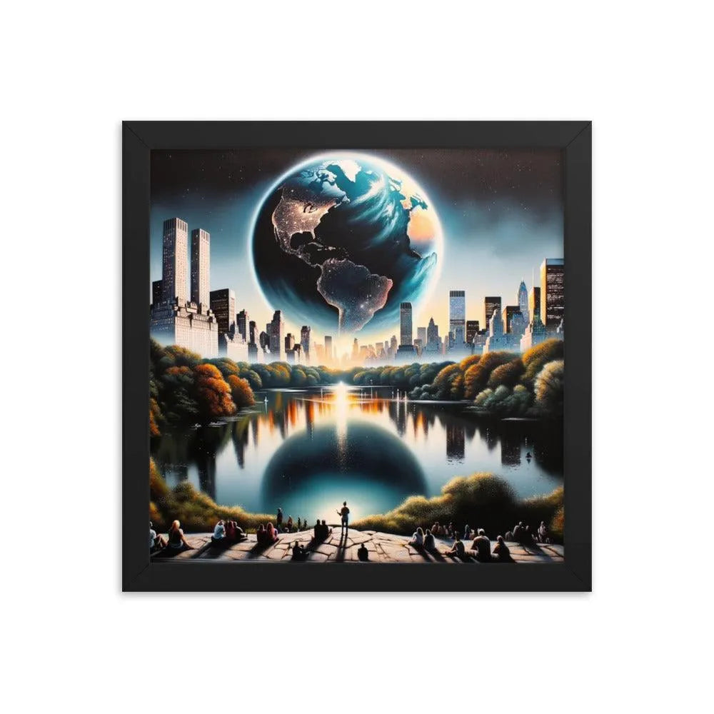 New York Central Park Earthrise Fantasy Framed Poster - Oh Posters