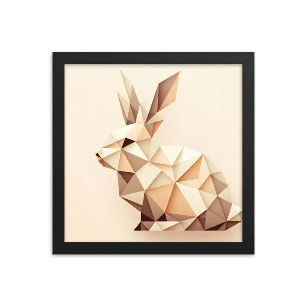 Geometric Beige Rabbit Minimalist Art Framed Poster - Oh Posters