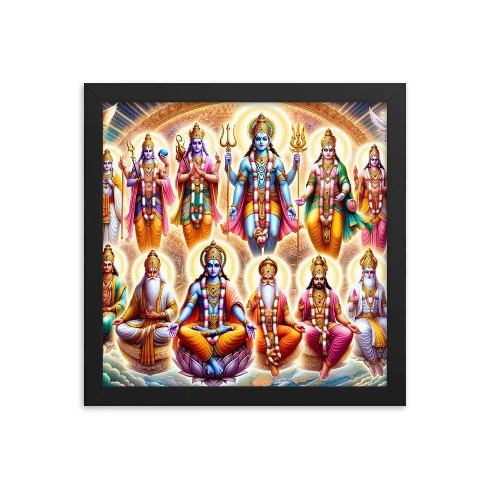 Dashavatara: Lord Vishnu's Divine Incarnations Hindu Art Framed Poster - Oh Posters