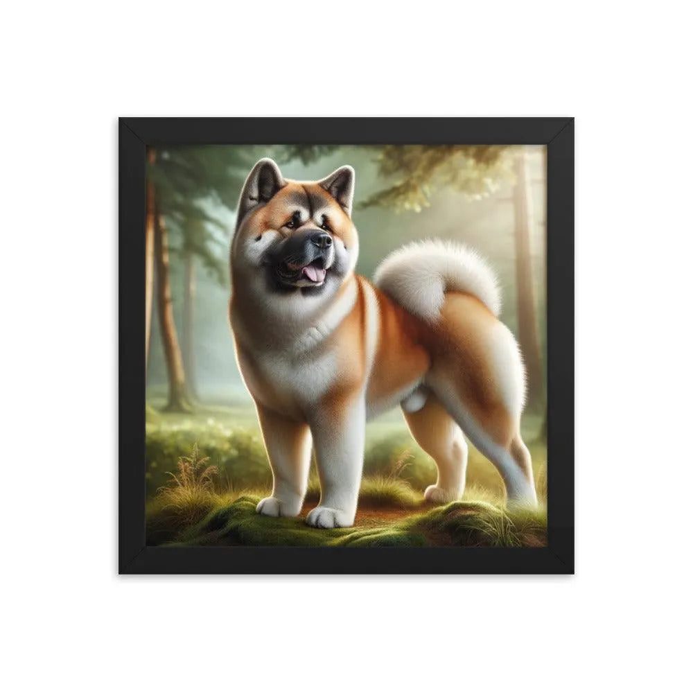 Photo-realistic Akita Standing Proudly in Natural Setting Framed Poster - Oh Posters