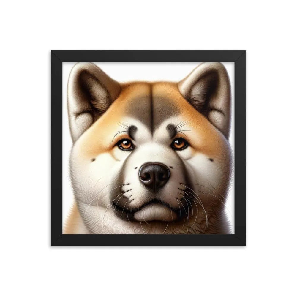 Realistic Akita Face Illustration Framed Poster - Oh Posters