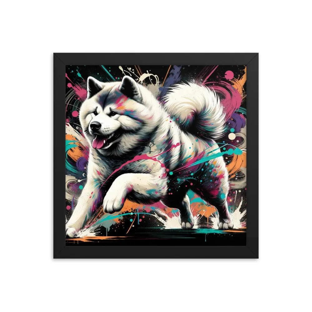 Energetic Akita Abstract Artwork Framed Poster - Oh Posters