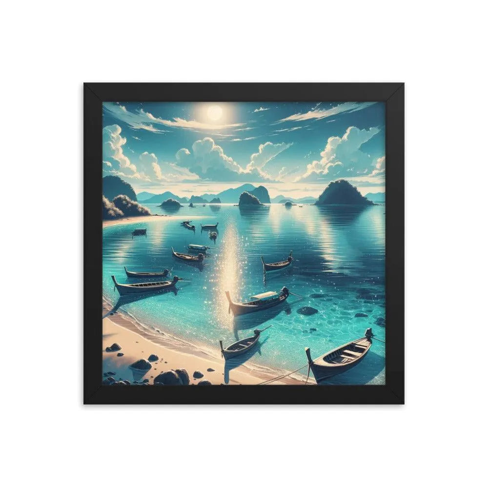 Secluded Shimmering Beach Digital Art Framed Poster - Oh Posters