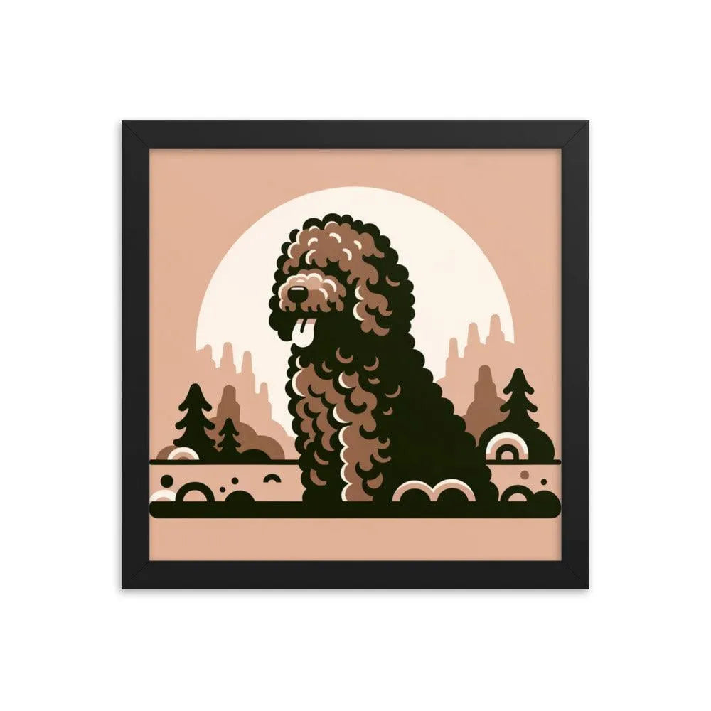 Minimalistic Barbet Dog Portrait Digital Art Framed Poster - Oh Posters
