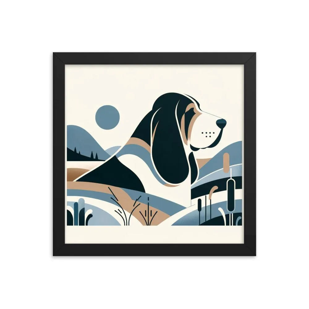 Minimalistic Basset Bleu de Gascogne Contemporary Art Framed Poster - Oh Posters