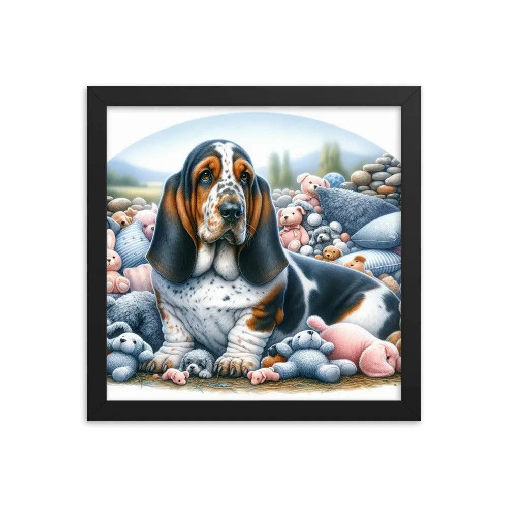 Cute and Cuddly Basset Bleu de Gascogne Art Framed Poster - Oh Posters