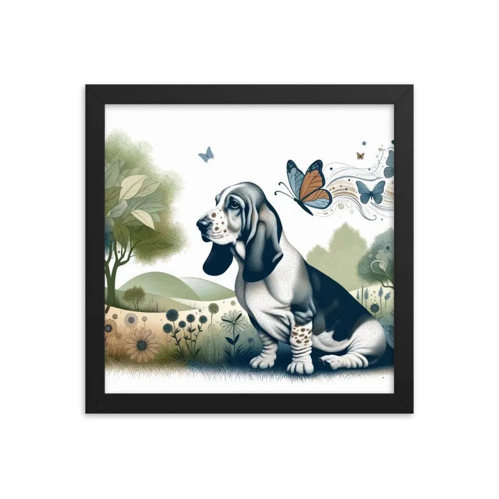 Harmonious Basset Bleu de Gascogne Landscape with a Twist Framed Poster - Oh Posters