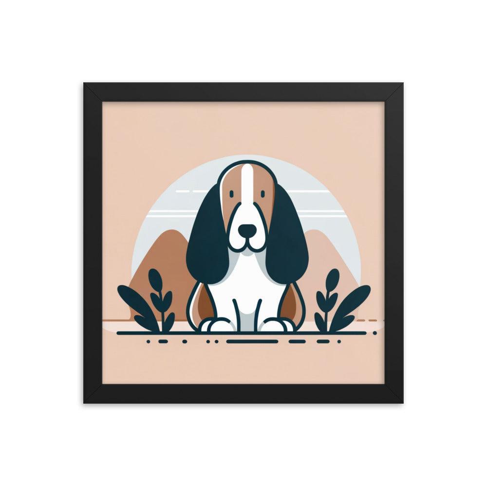 Charming Basset Hound Minimalist Art Framed Poster - Oh Posters