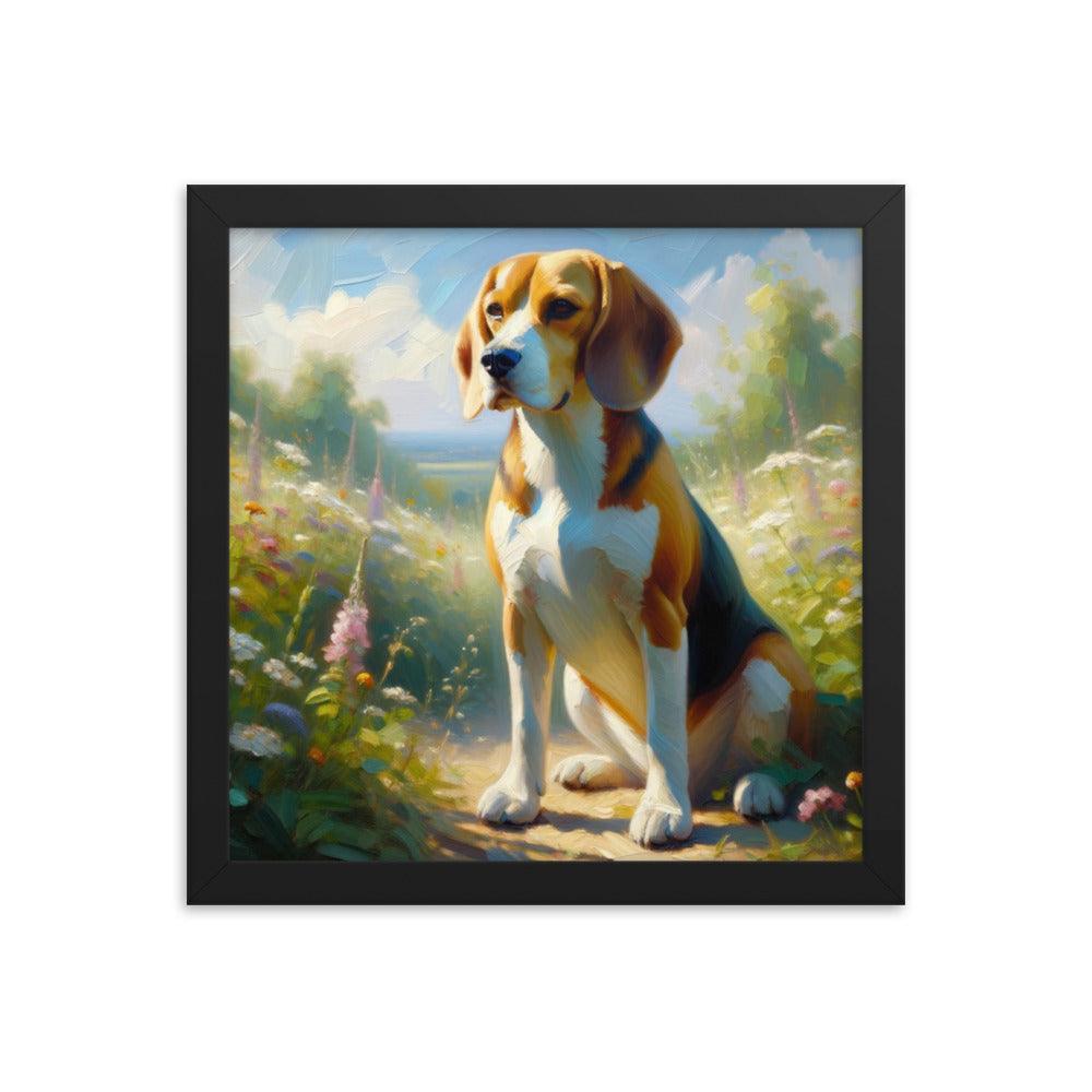 Graceful Beagle Oil Painting Framed Poster - Oh Posters