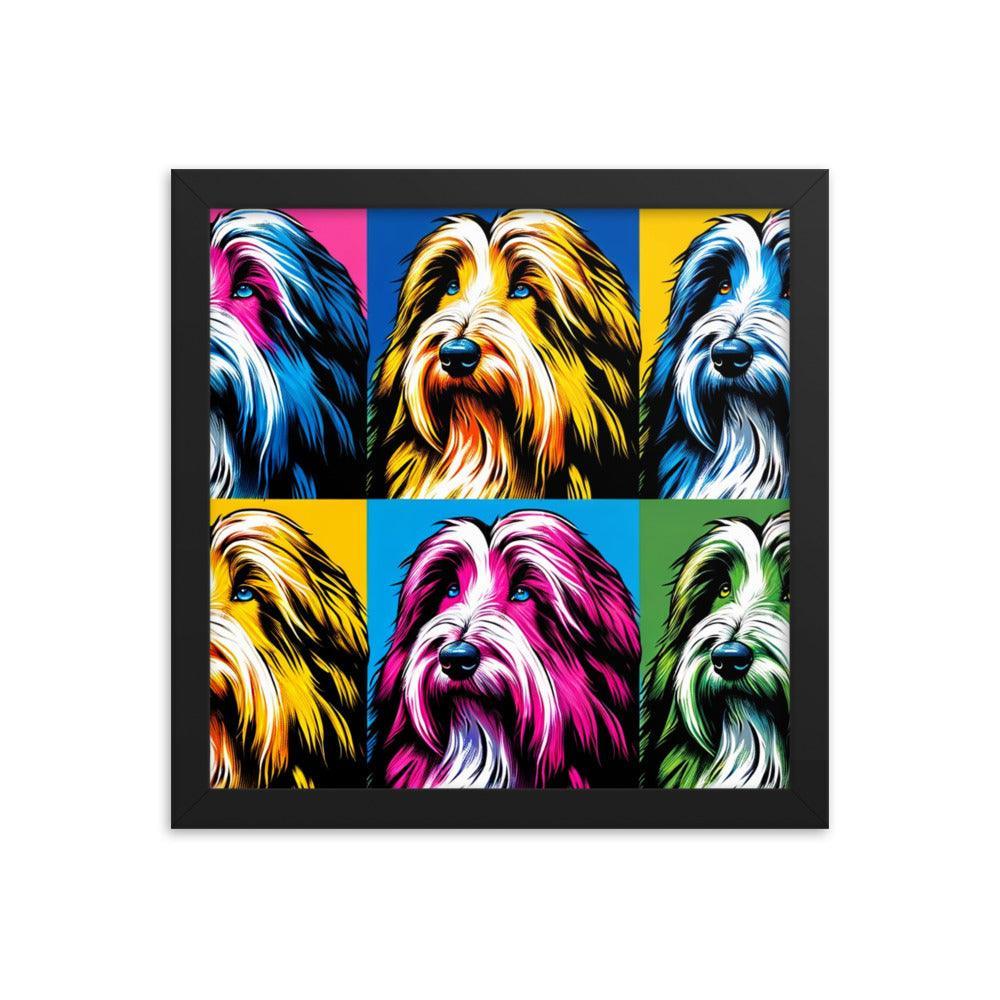 Colorful Collage Pop Art Bearded Collie Illustration Framed Poster - Oh Posters