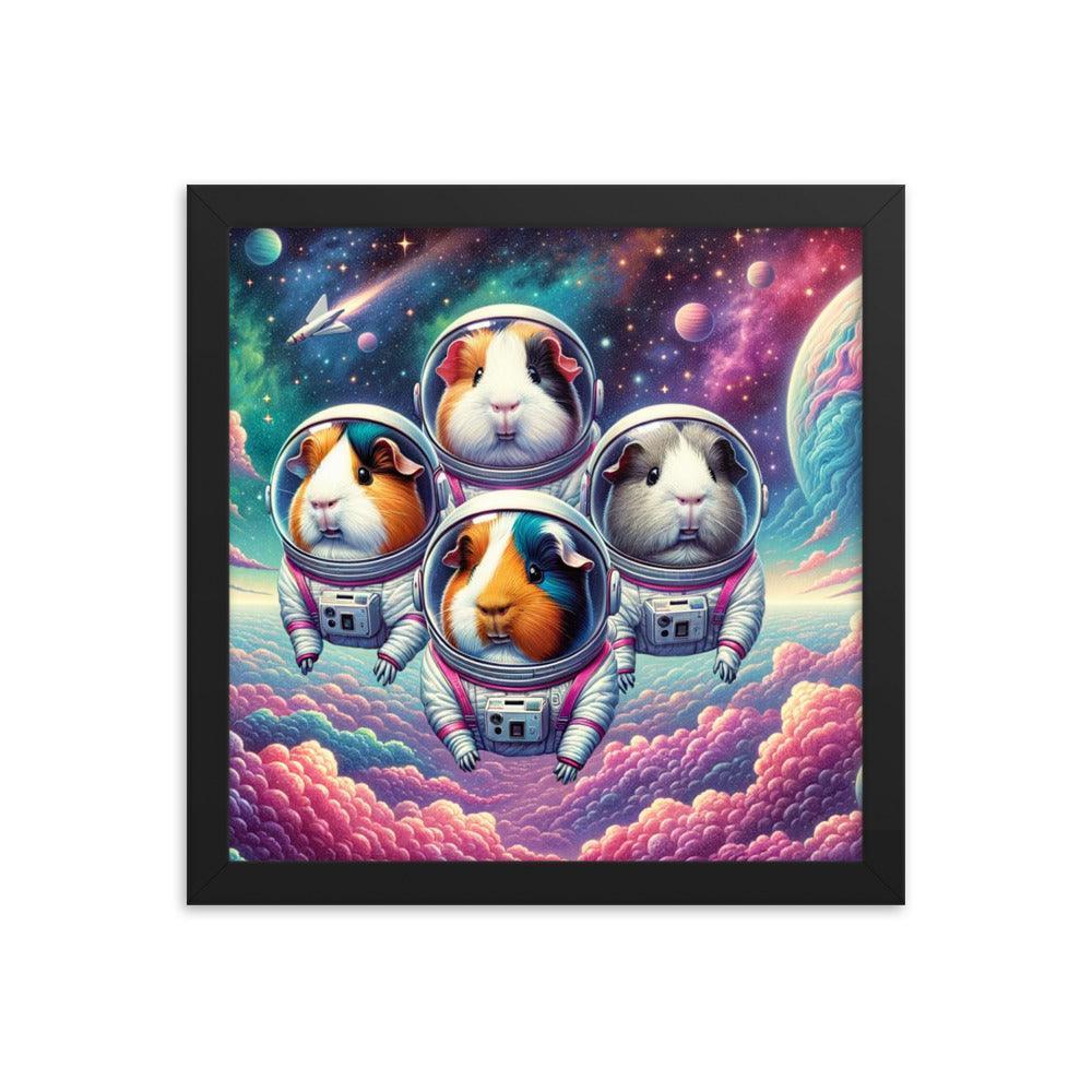 Guinea Pig Astronauts Cosmic Exploration Vibrant Framed Poster - Oh Posters