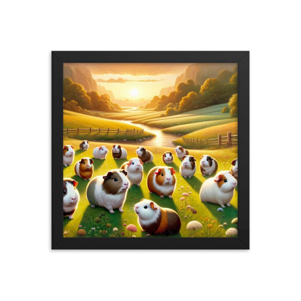 Guinea Pig Gathering Sunset Valley Digital Art Framed Poster - Oh Posters