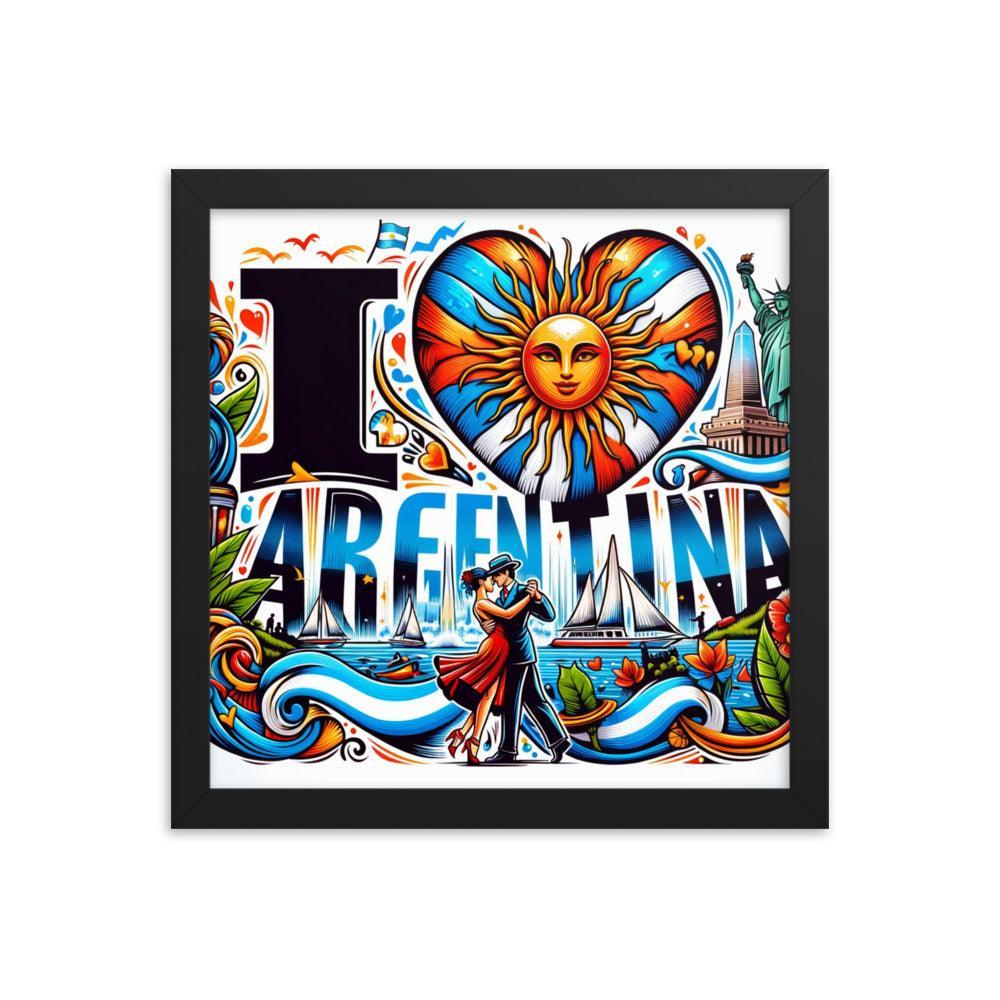 I Love Argentina Tango Dance and Landmarks Framed Poster - Oh Posters