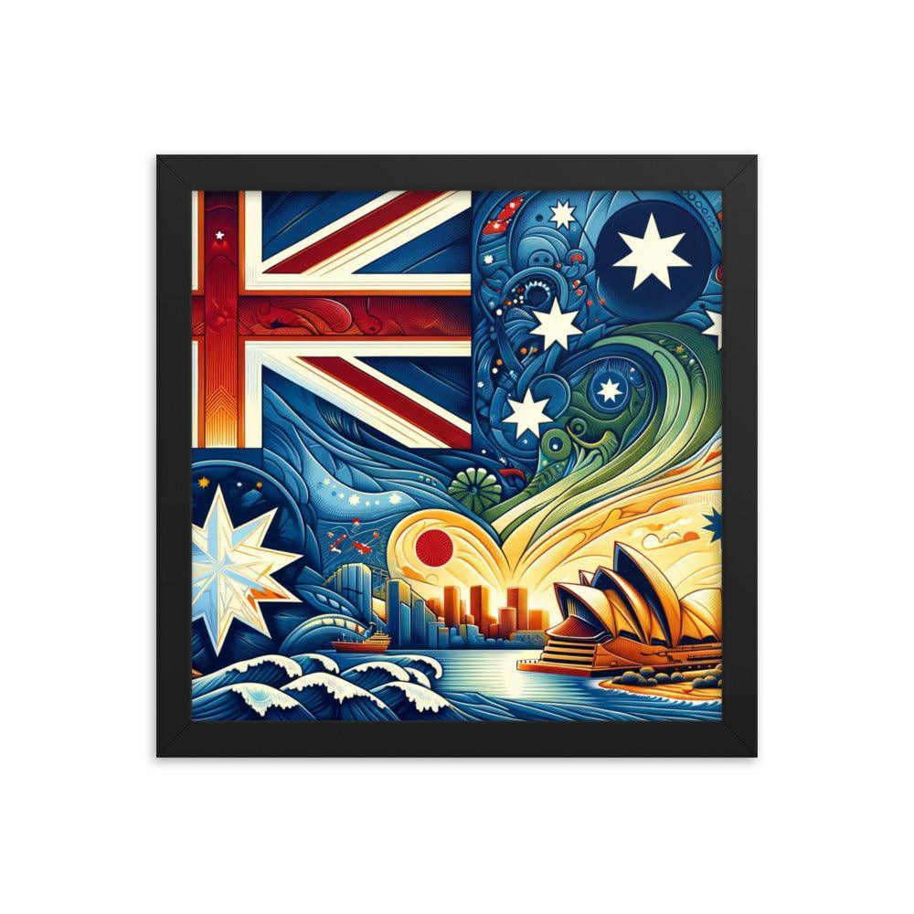 Sydney Opera House and Australian Flag Stylized Art Framed Poster - Oh Posters