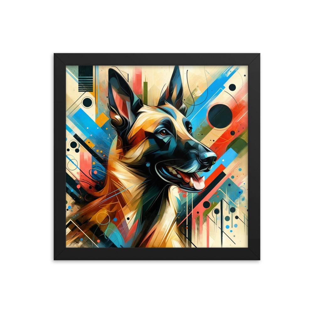 Geometric Belgian Malinois Abstract Art Framed Poster - Oh Posters