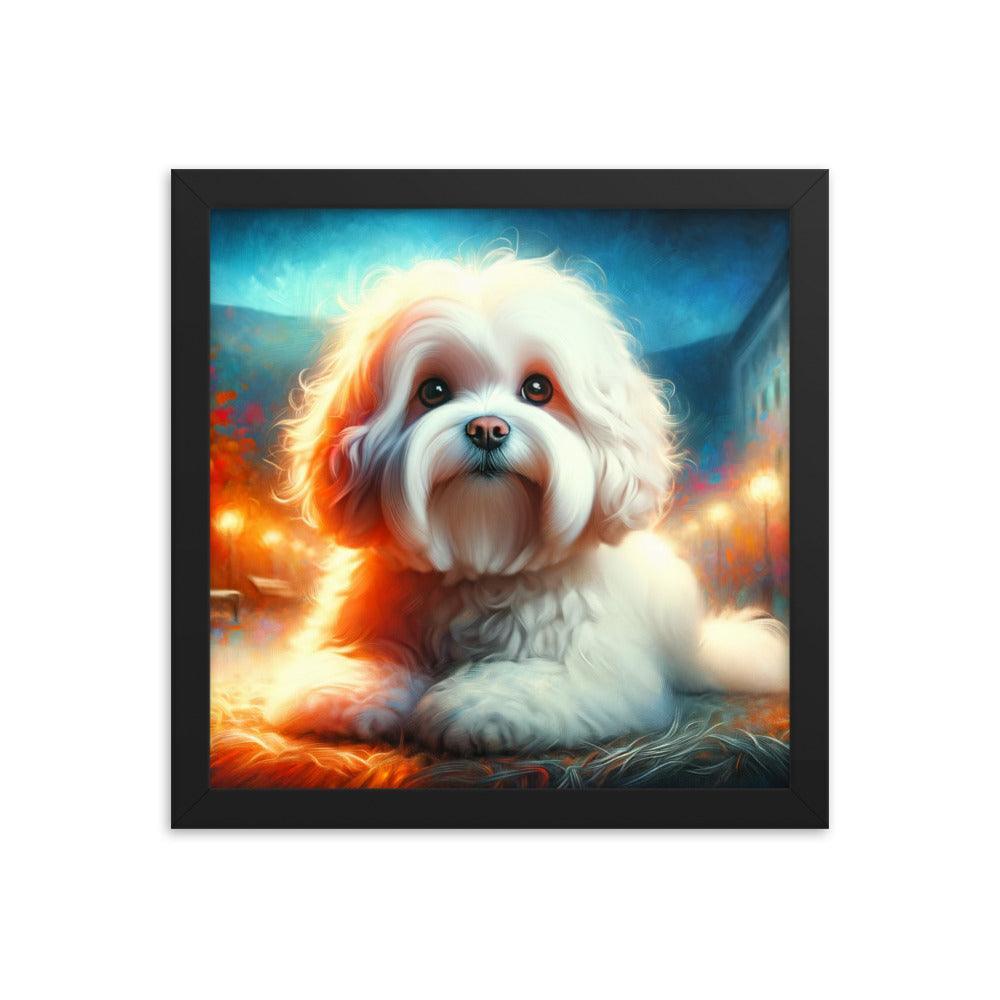 Enchanted Evening Bolognese Dog Dreamy Art Framed Poster - Oh Posters