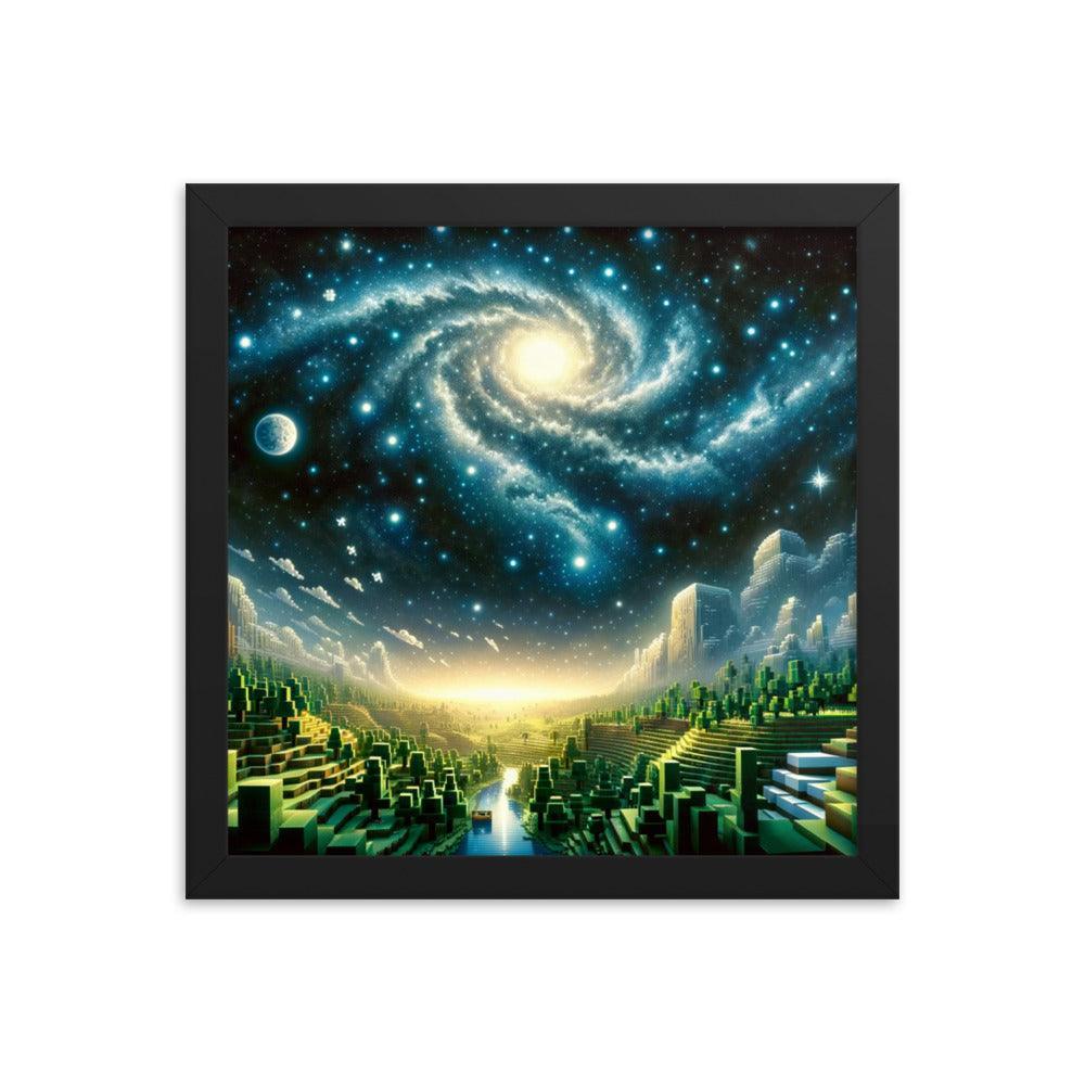 Galactic Spiral Minecraft Universe Digital Art Framed Poster - Oh Posters