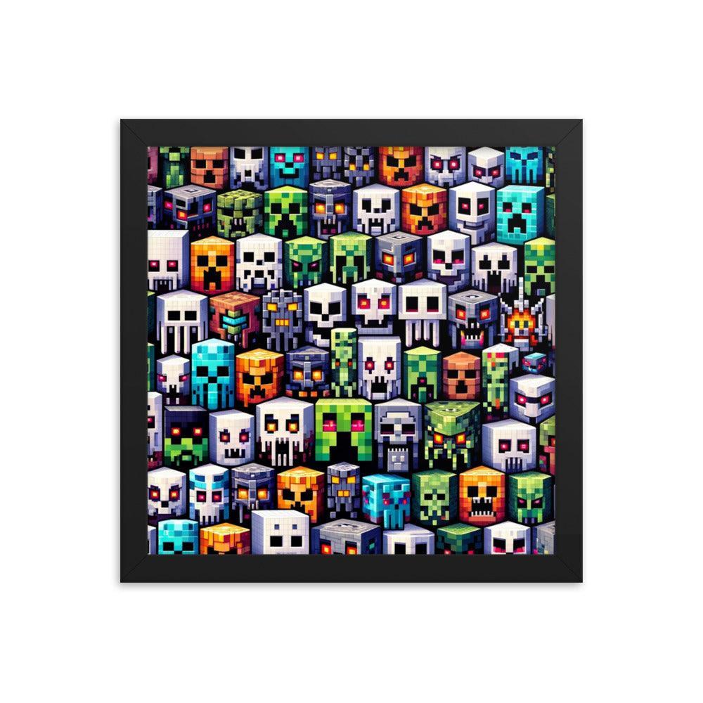 Minecraft Inspired Pixel Characters Array Collectible Framed Poster - Oh Posters