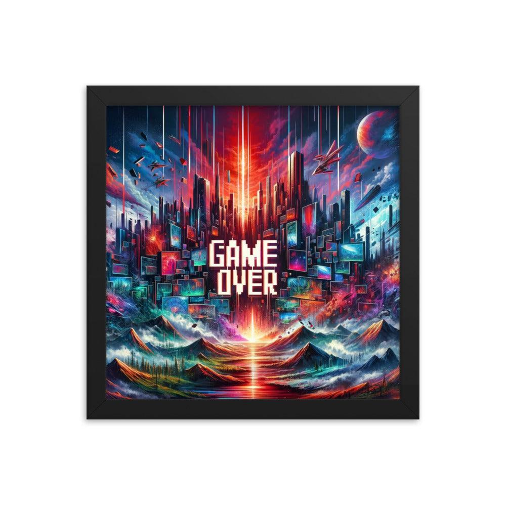 Gaming Apocalyptic Sci-Fi Cityscape Game Over Framed Poster - Oh Posters