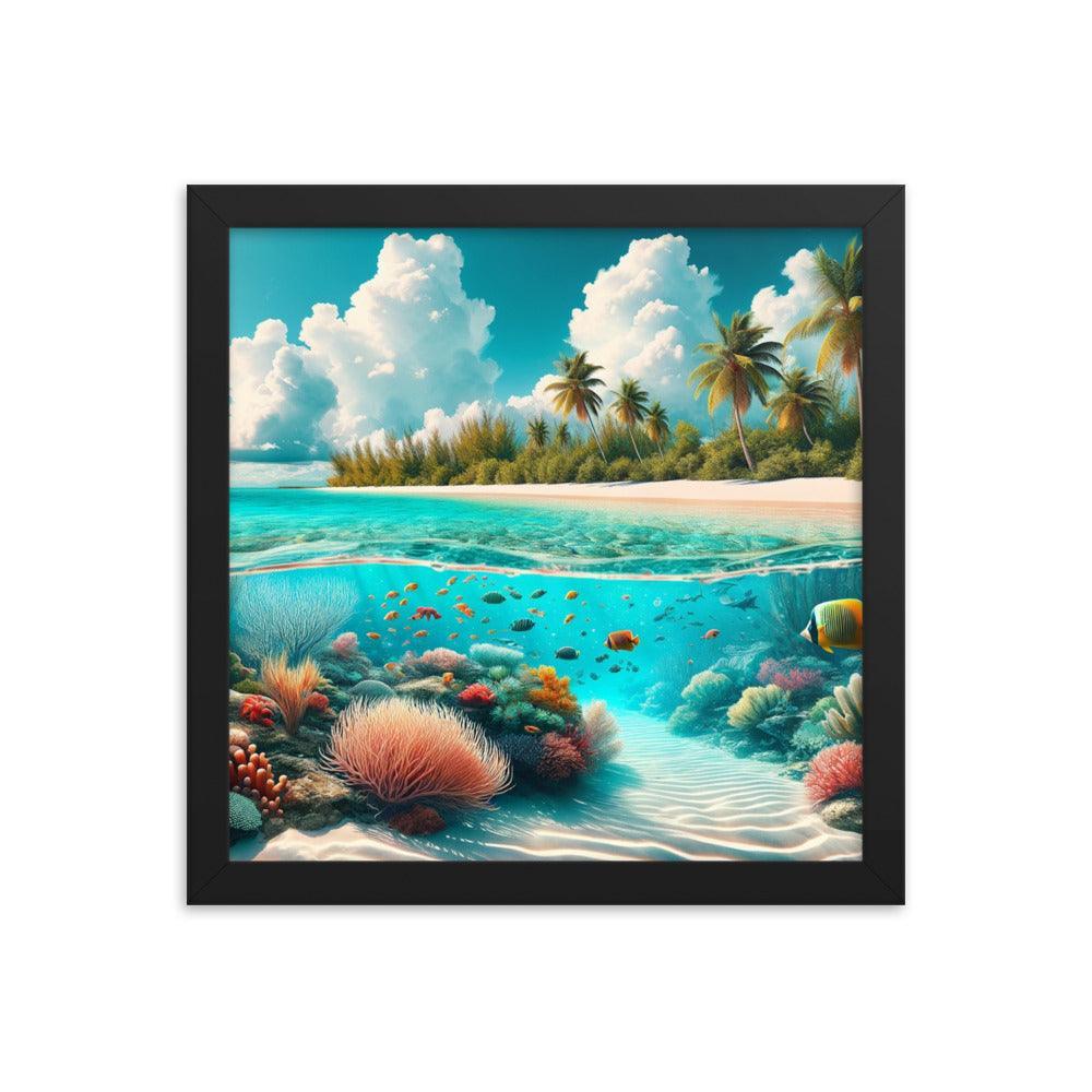 Tropical Paradise Underwater Coral Reef Bahamas Framed Poster - Oh Posters