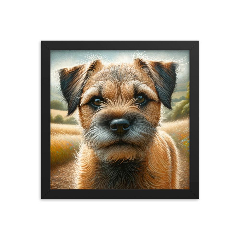 Border Terrier Golden Fields Gentle Gaze Art Framed Poster - Oh Posters