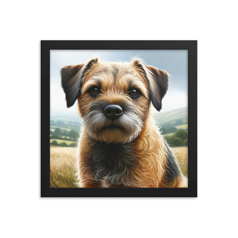 Border Terrier Countryside Portrait Art Framed Poster - Oh Posters