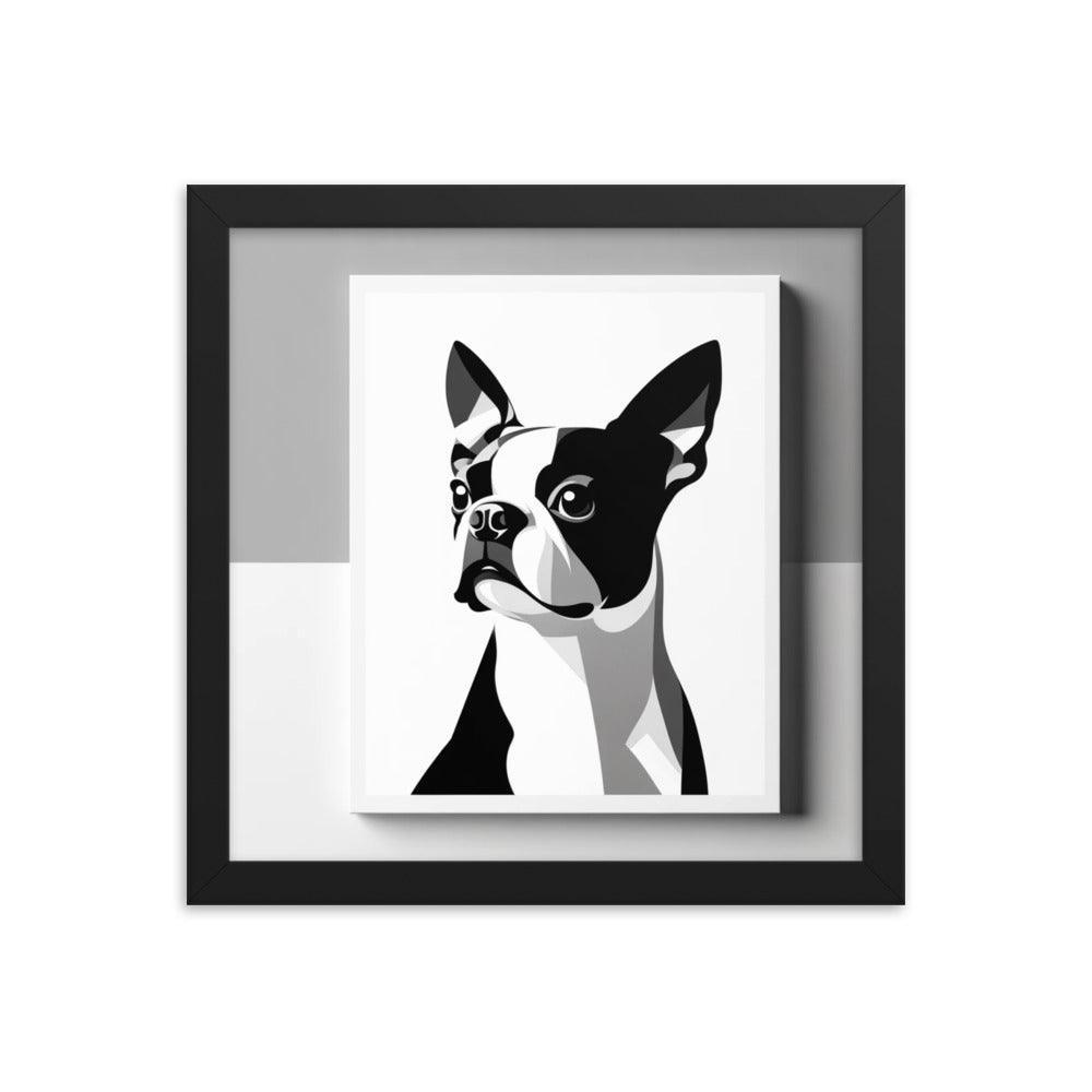 Boston Terrier Abstract Minimalist Art Framed Poster - Oh Posters