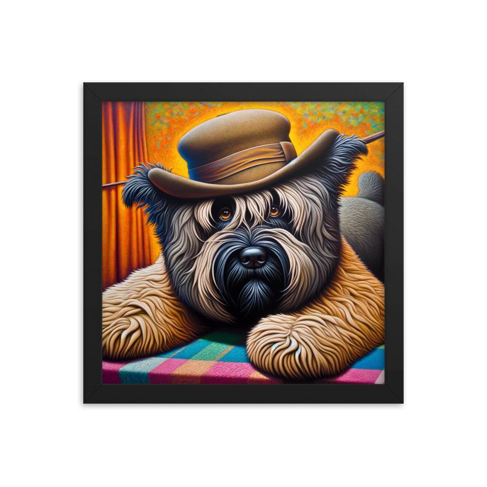 Bouvier Des Flandres Cowboy Hat Quirky Portrait Framed Poster - Oh Posters