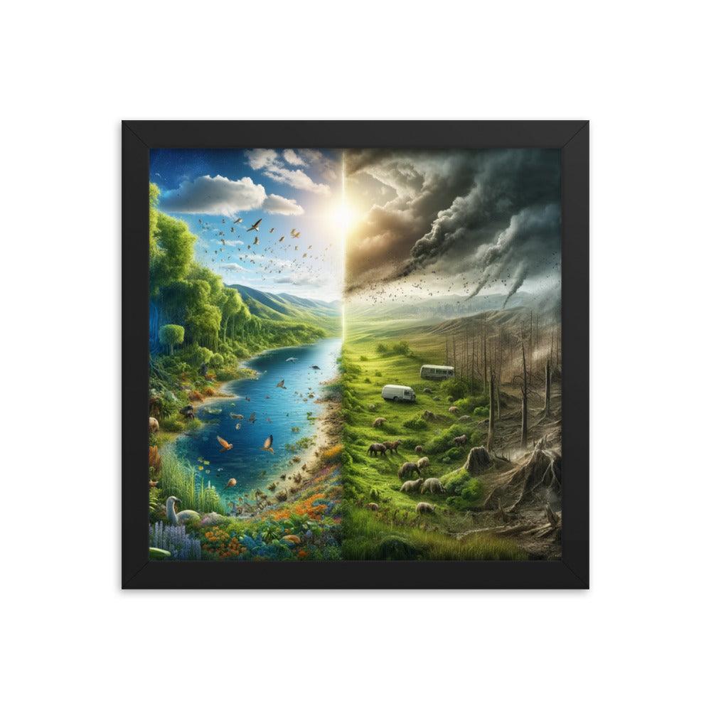 Climate Contrast Environmental Awareness Framed Poster - Oh Posters