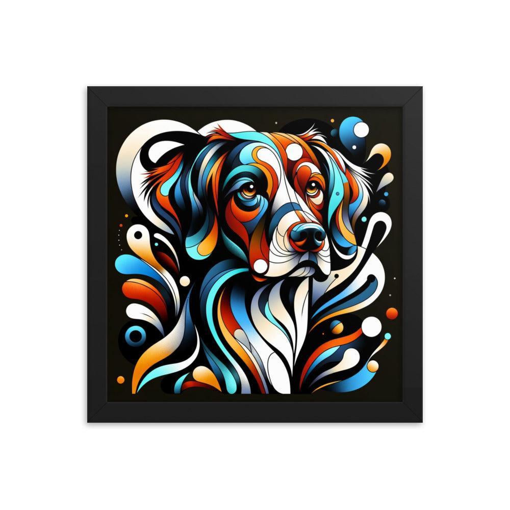 Brittany Dog Modern Abstract Art with Bold Colors and Dynamic Shapes Framed Poster - Oh Posters