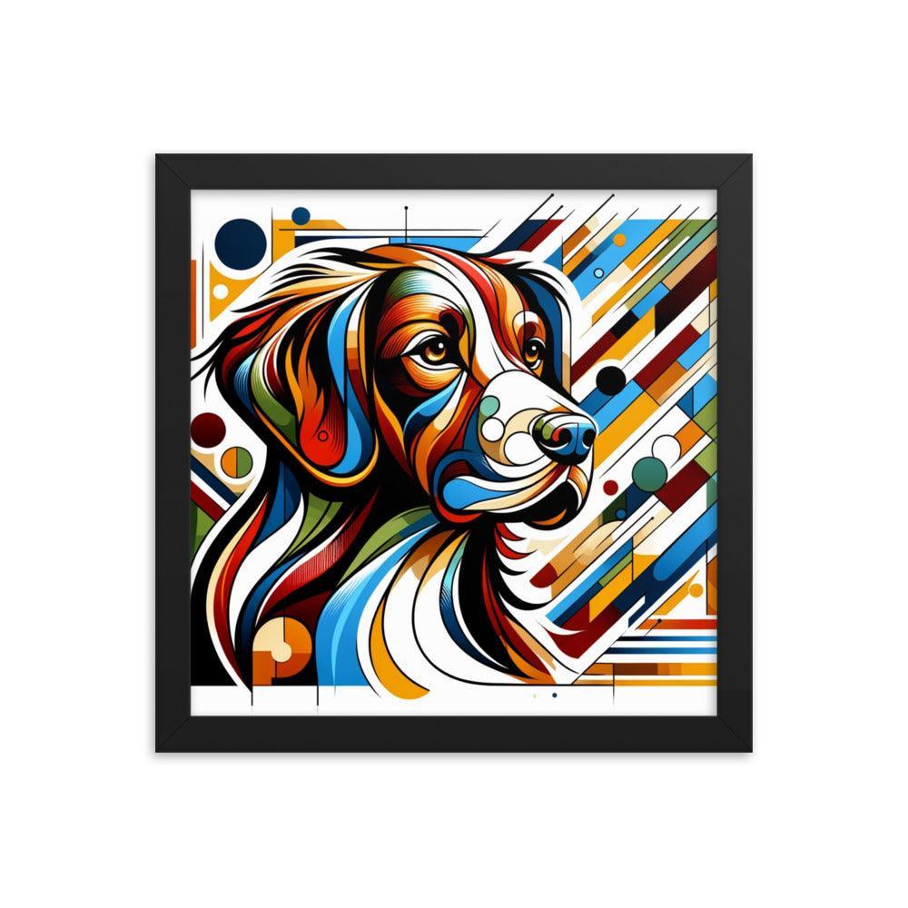 Brittany Dog Art in Abstract Modern Form with Bold Colors Framed Poster - Oh Posters