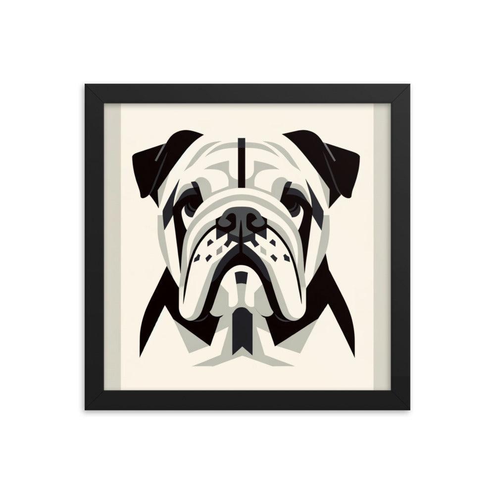 English Bulldog Minimalist Design with Geometric Shapes Framed Poster - Oh Posters