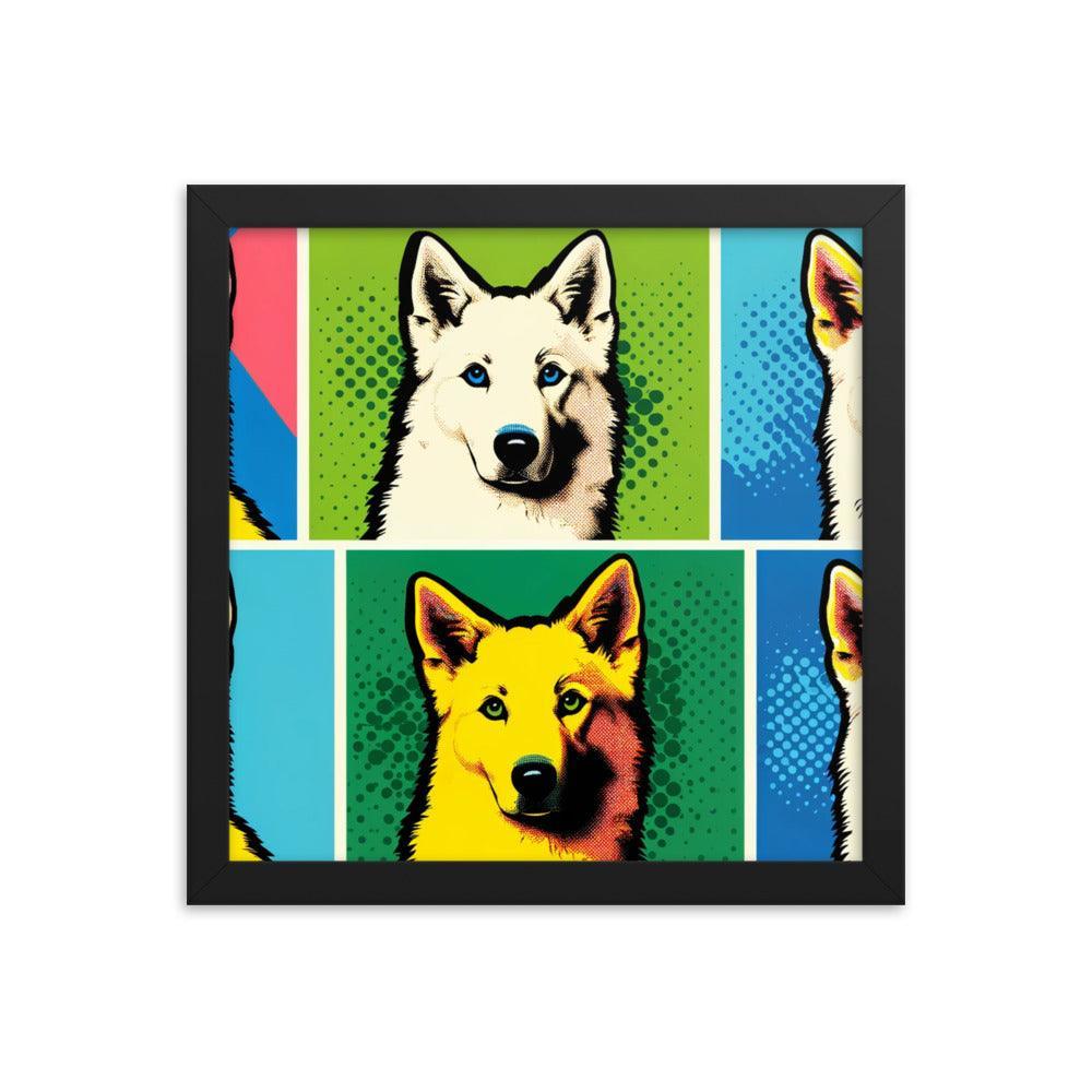 Canaan Dog Pop Art Series with Colorful Panels Framed Poster - Oh Posters