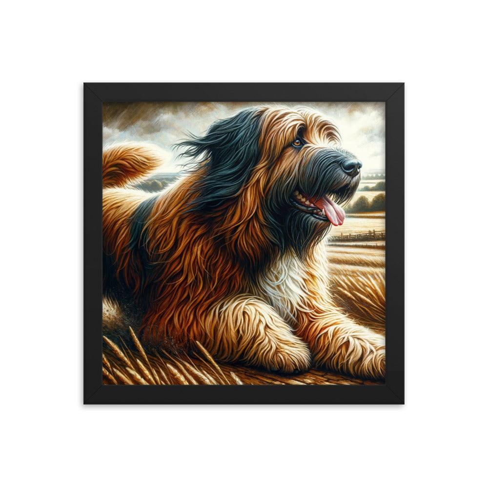 Catalan Sheepdog in Countryside Landscape Framed Poster - Oh Posters