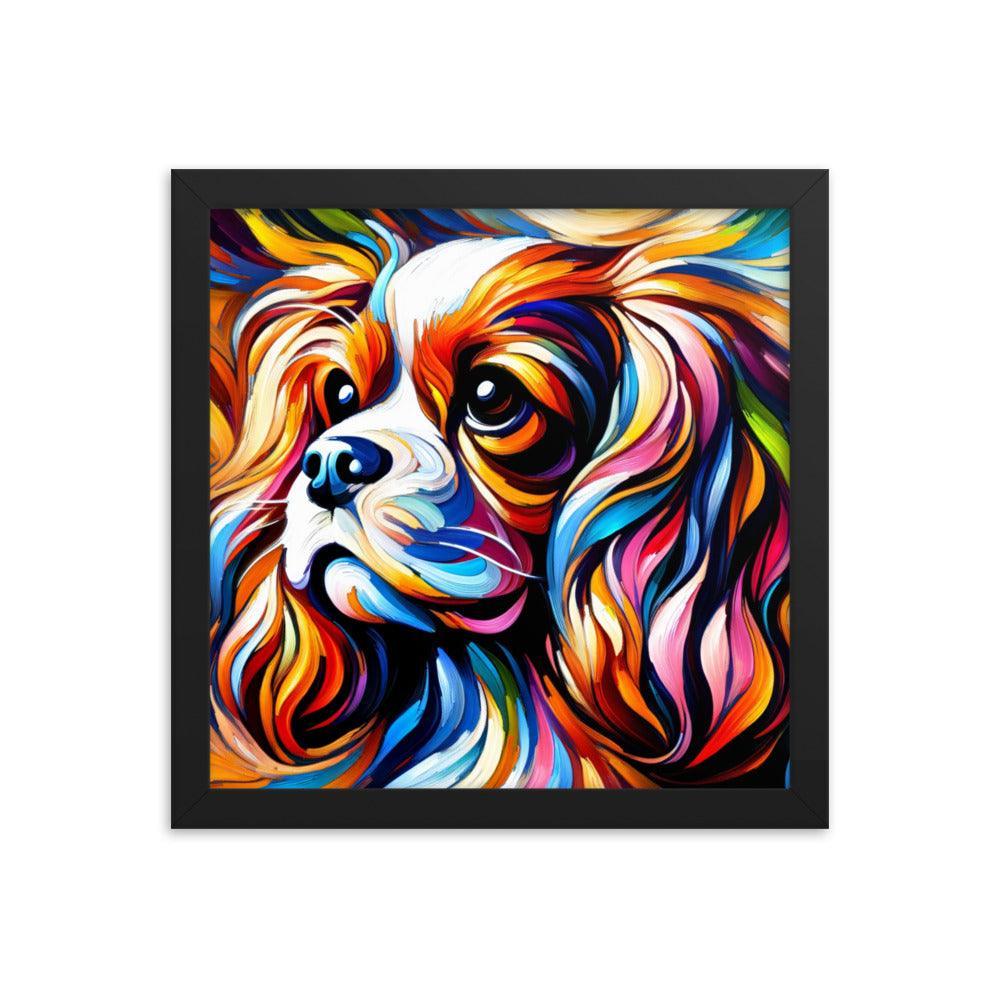 Cavalier King Charles Spaniel in Fauvism Bold Hues and Expressive Brushstrokes Framed Poster - Oh Posters