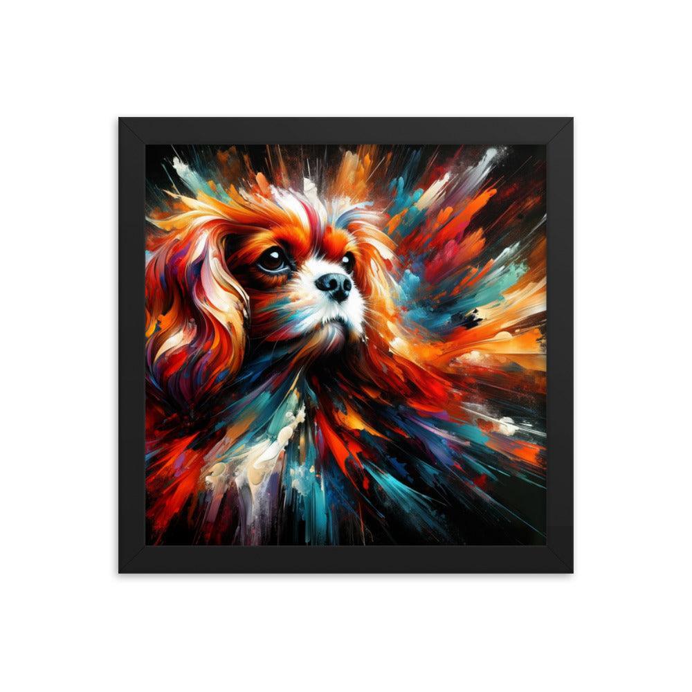 Cavalier King Charles Spaniel Abstract Brush Strokes and Intense Vibrant Colors Framed Poster - Oh Posters